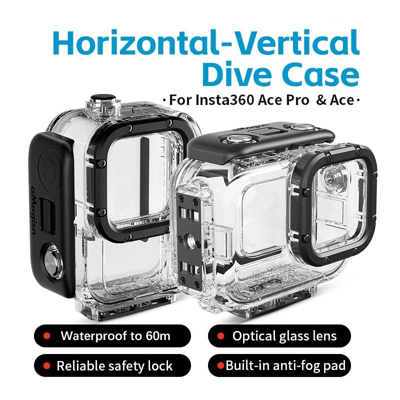 60m Waterproof Dive Shell for Magisn Camera - Horizontal & Vertical Shooting - For Insta360 Ace Pro 11