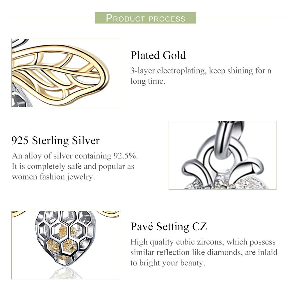 925 Sterling Silver Bee Zircon Pendant For Diy Necklace Style - Pendent 5