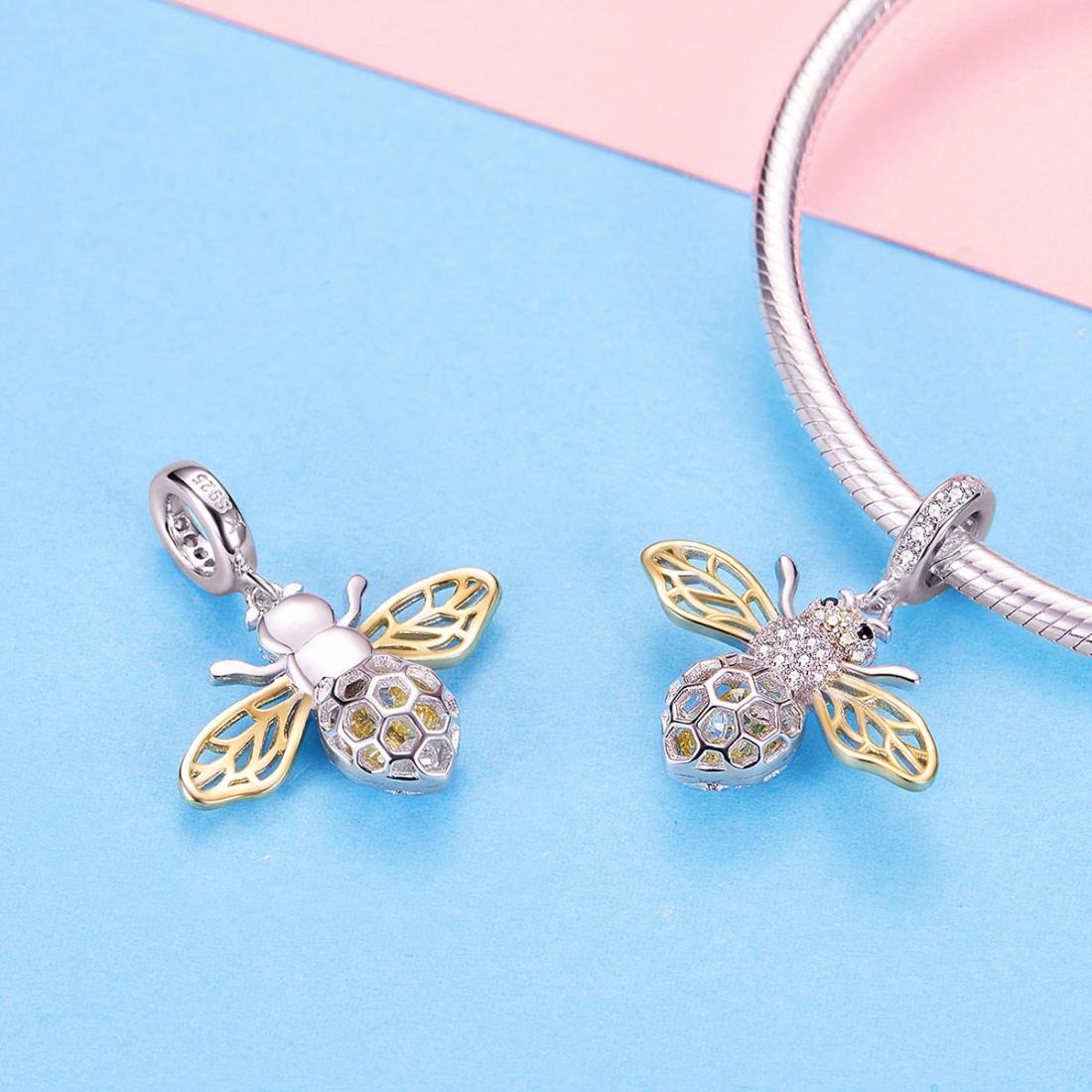 925 Sterling Silver Bee Zircon Pendant For Diy Necklace Style - Pendent 6