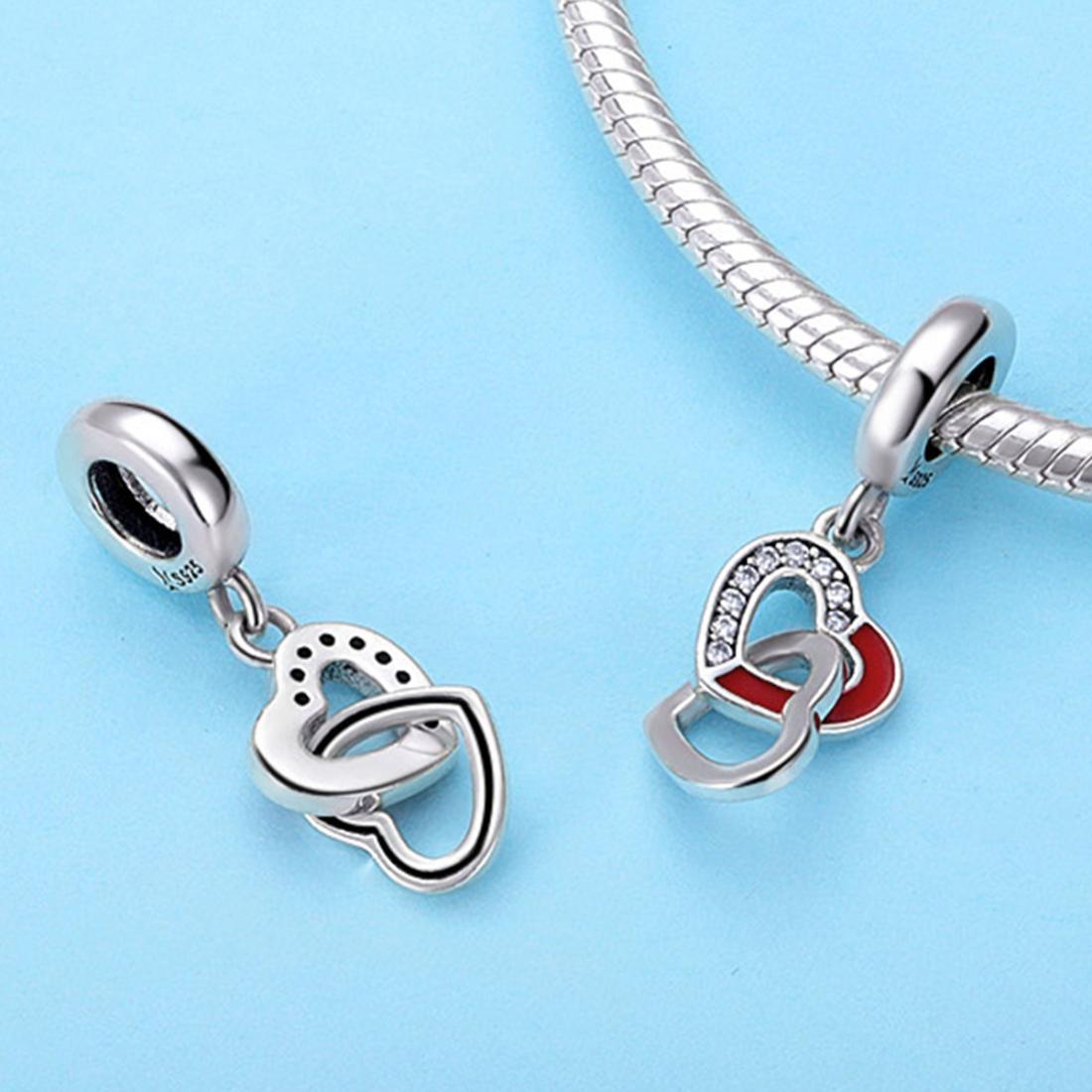 925 Sterling Silver Diy Heart Pendant With String 7