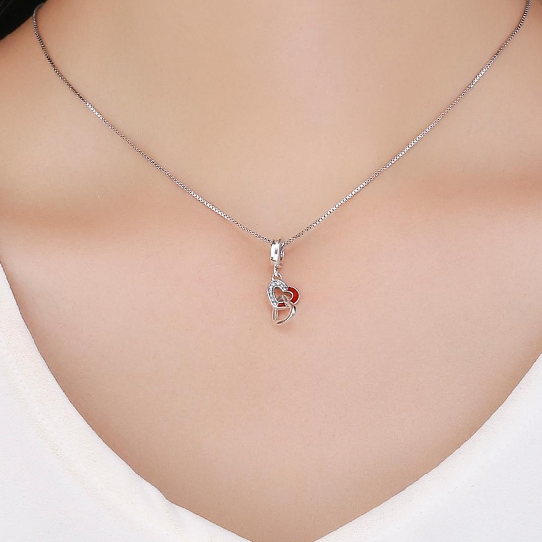 925 Sterling Silver Diy Heart Pendant With String 9