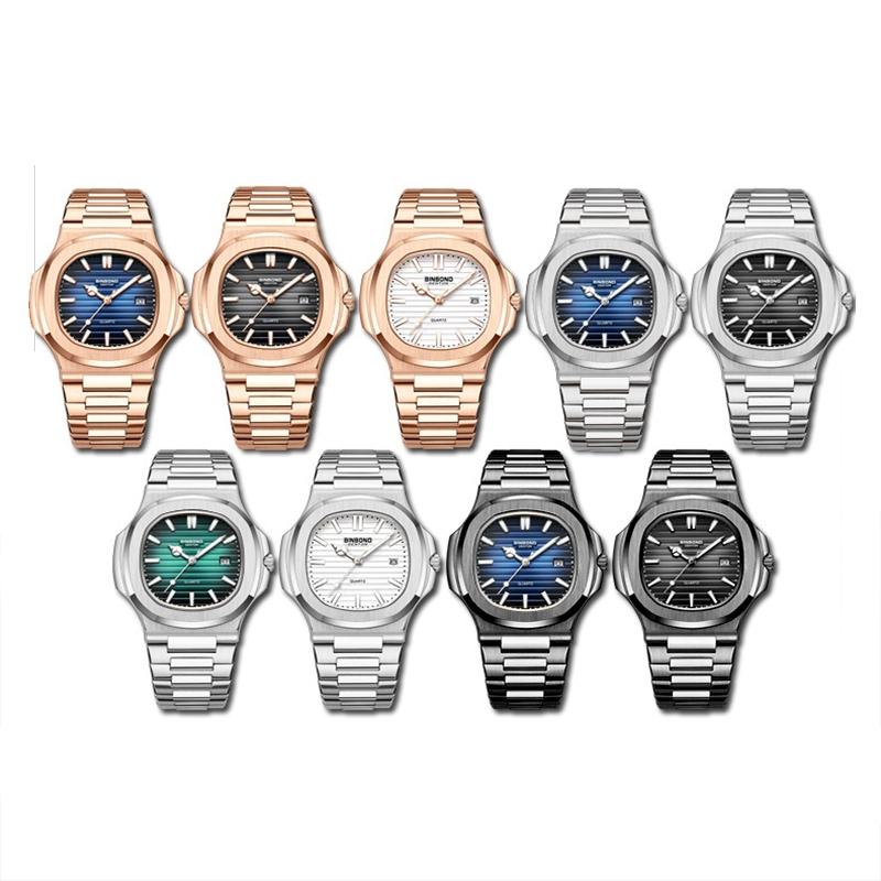 Retro Luminous Square Men Quartz Watch - 30m Waterproof - White Steel-Blue 3