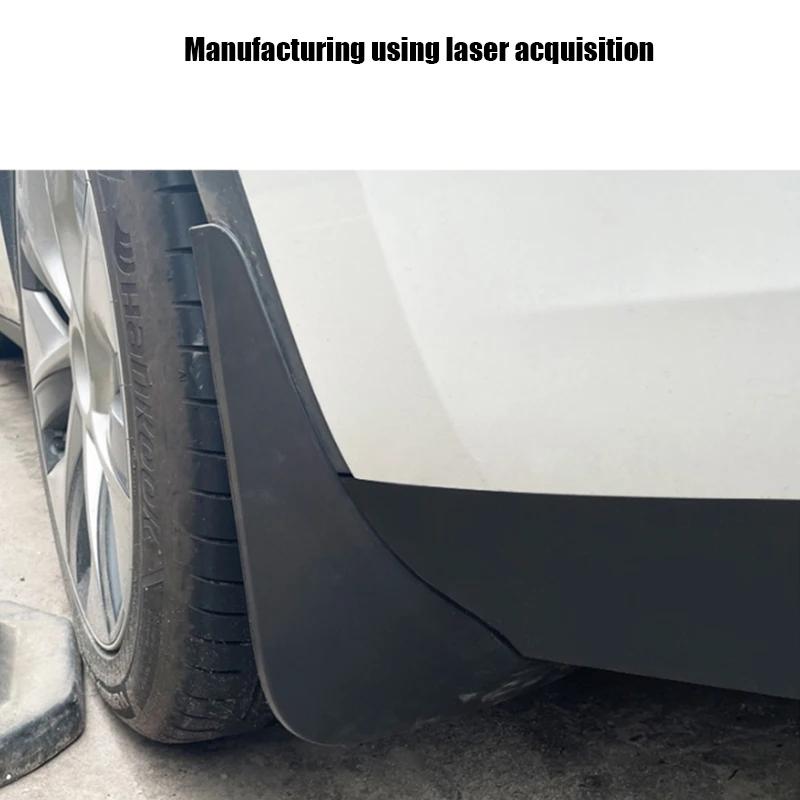 For Tesla Model Y Car Punch-Free Front And Rear Wheel Soft Rubber Fender Guard - Carbon Fiber - Matte Black 7