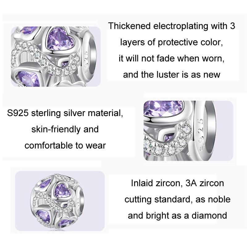 925 Sterling Silver Love Infinity Heart Zircon Bracelet 4