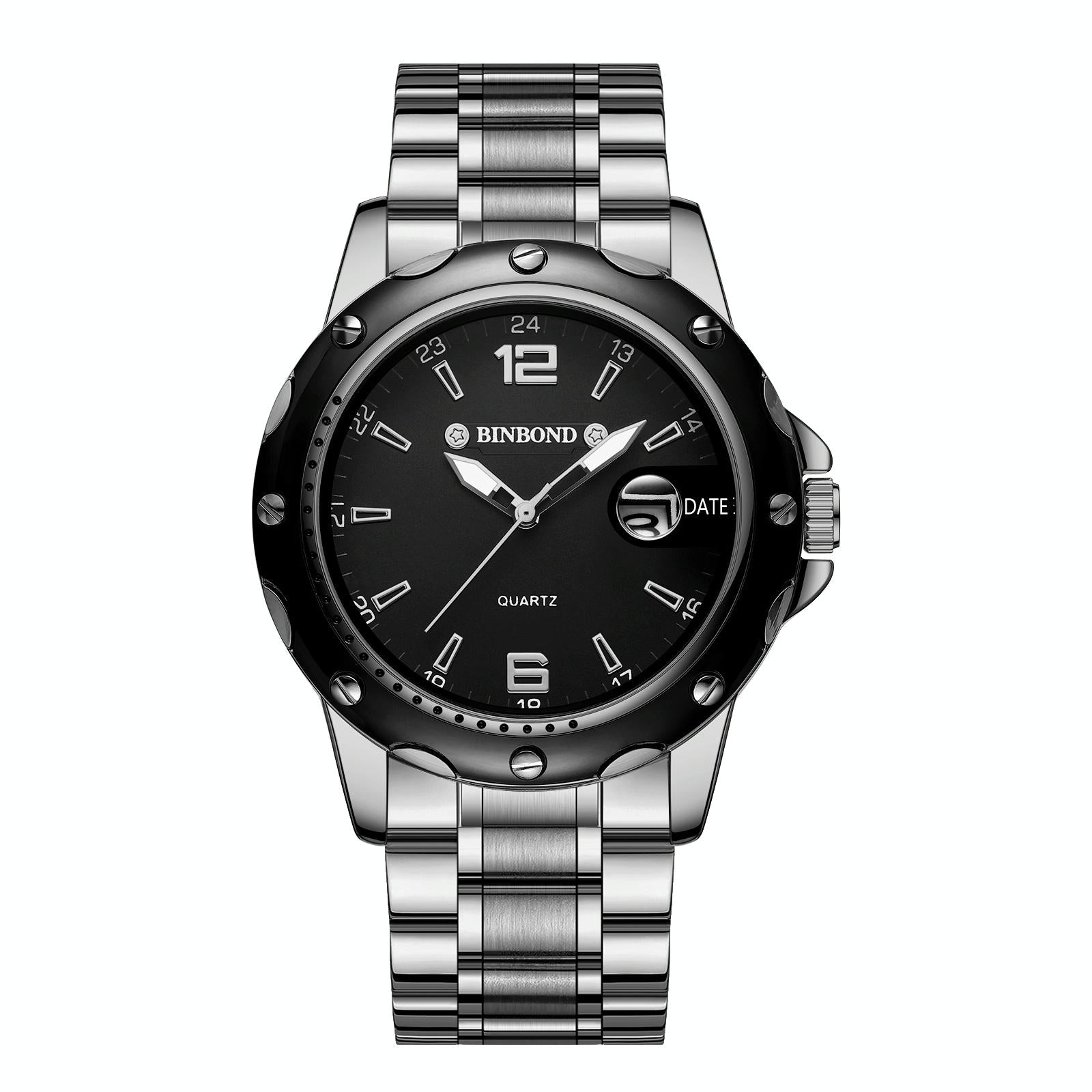 Waterproof Luminous Quartz Watch for Outdoor - White Steel-White 12