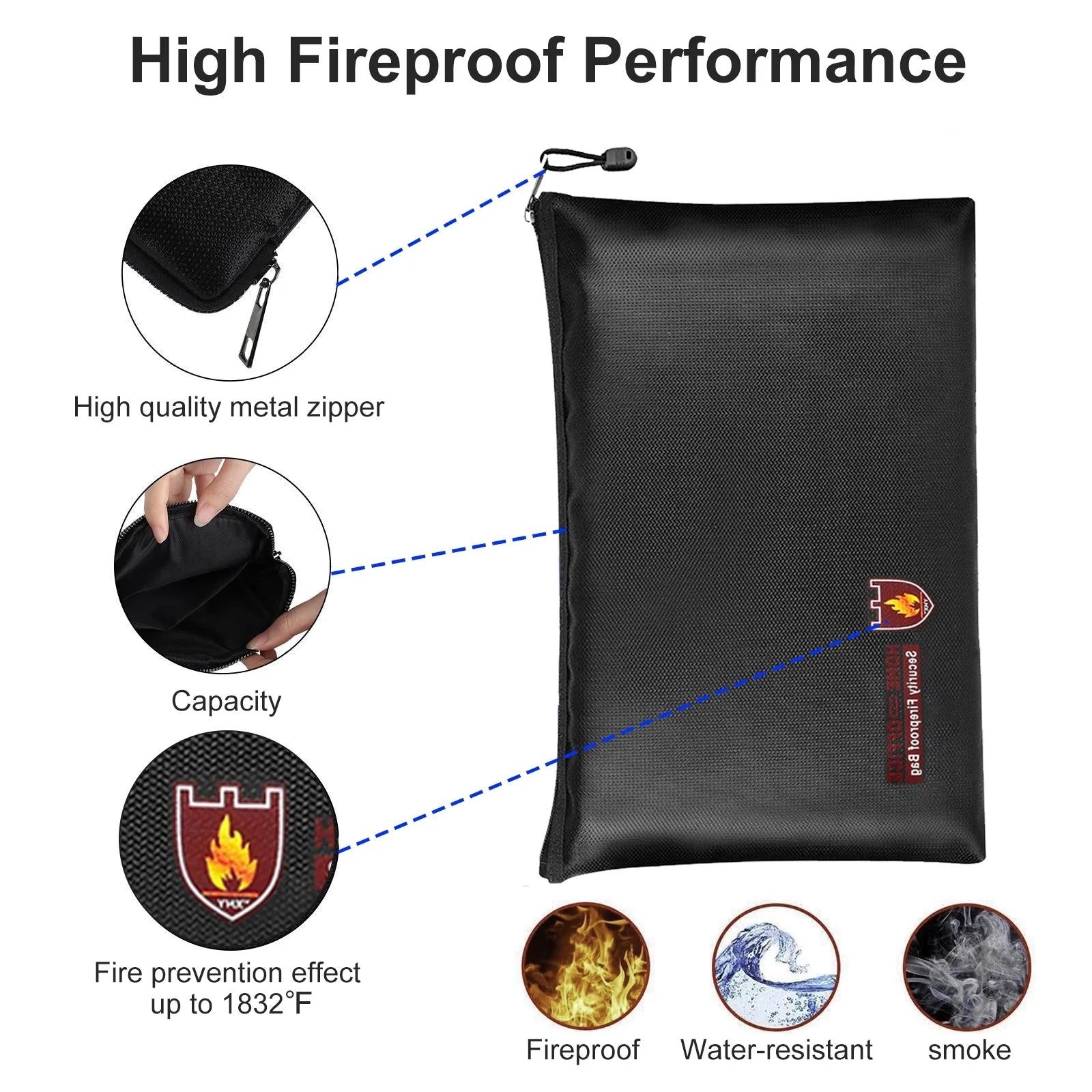 Secure Fireproof Waterproof Bag For Valuables - 13.4X9.8 Inch 5