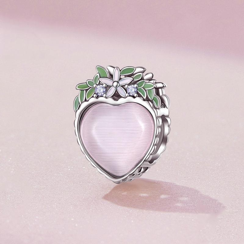 925 Sterling Silver Heart Flower Bracelet 3