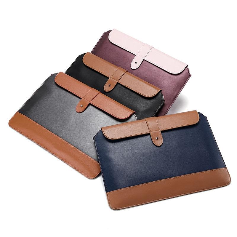 11-12 Inch Horizontal Microfiber Notebook Liner Bag in Black & Brown 3