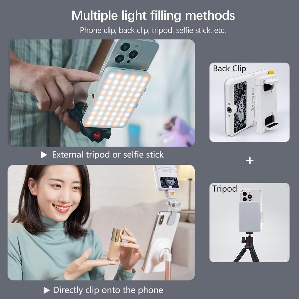 Rechargeable Clip Fill Light - 60 Leds 3 Light Modes Front & Back Clip a Type Blue - A Type Blue 7