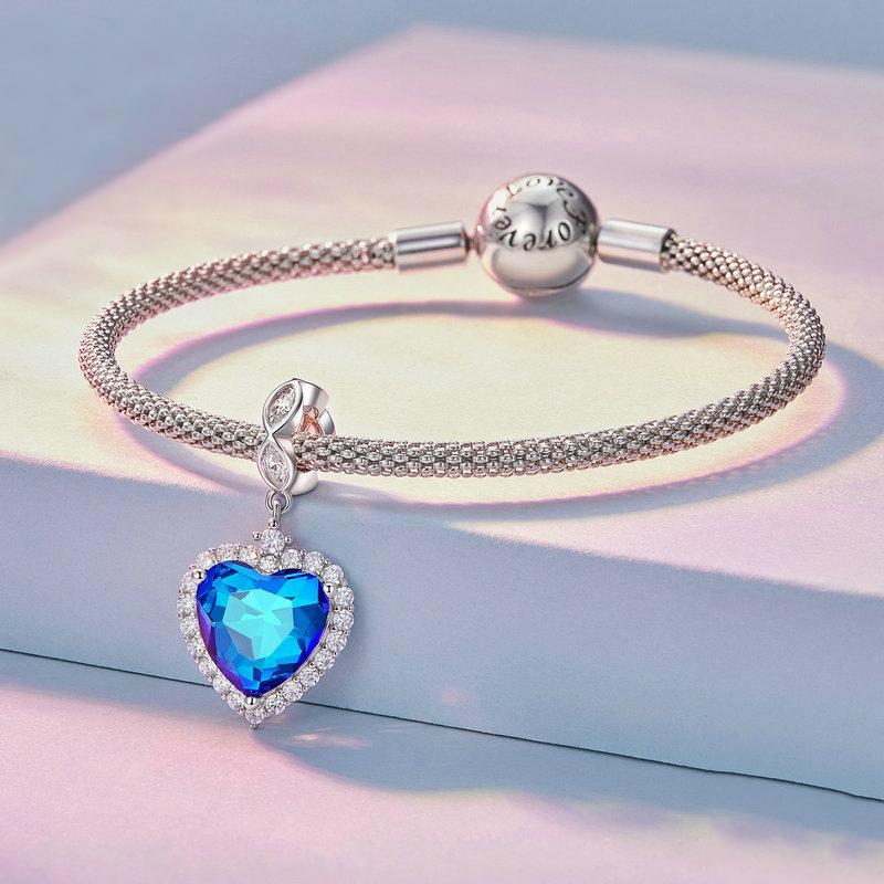 925 Sterling Silver Ocean Heart Zircon Bracelet Bsc775 3