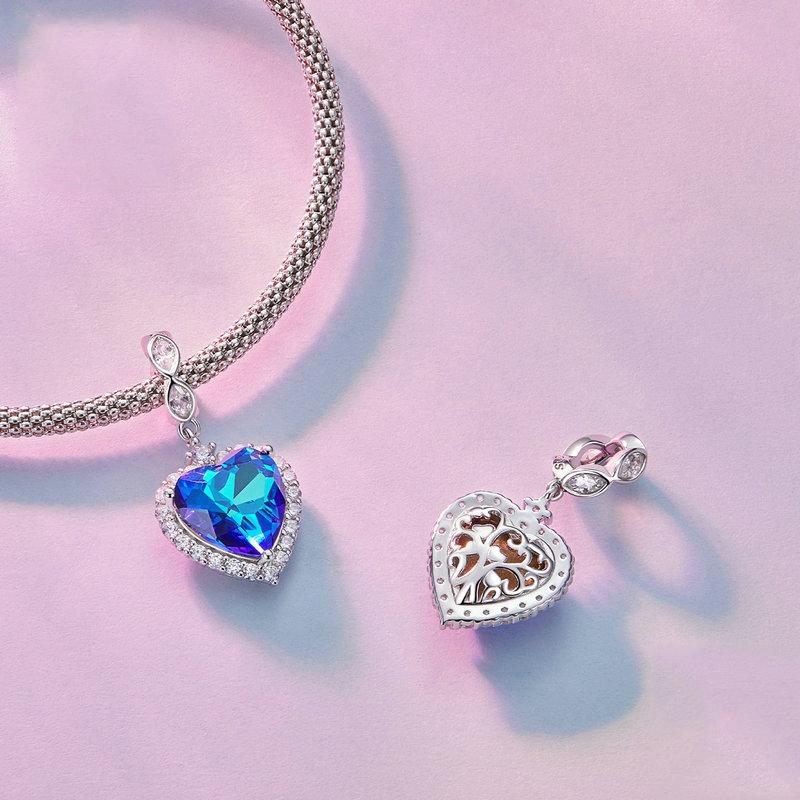 925 Sterling Silver Ocean Heart Zircon Bracelet Bsc775 4