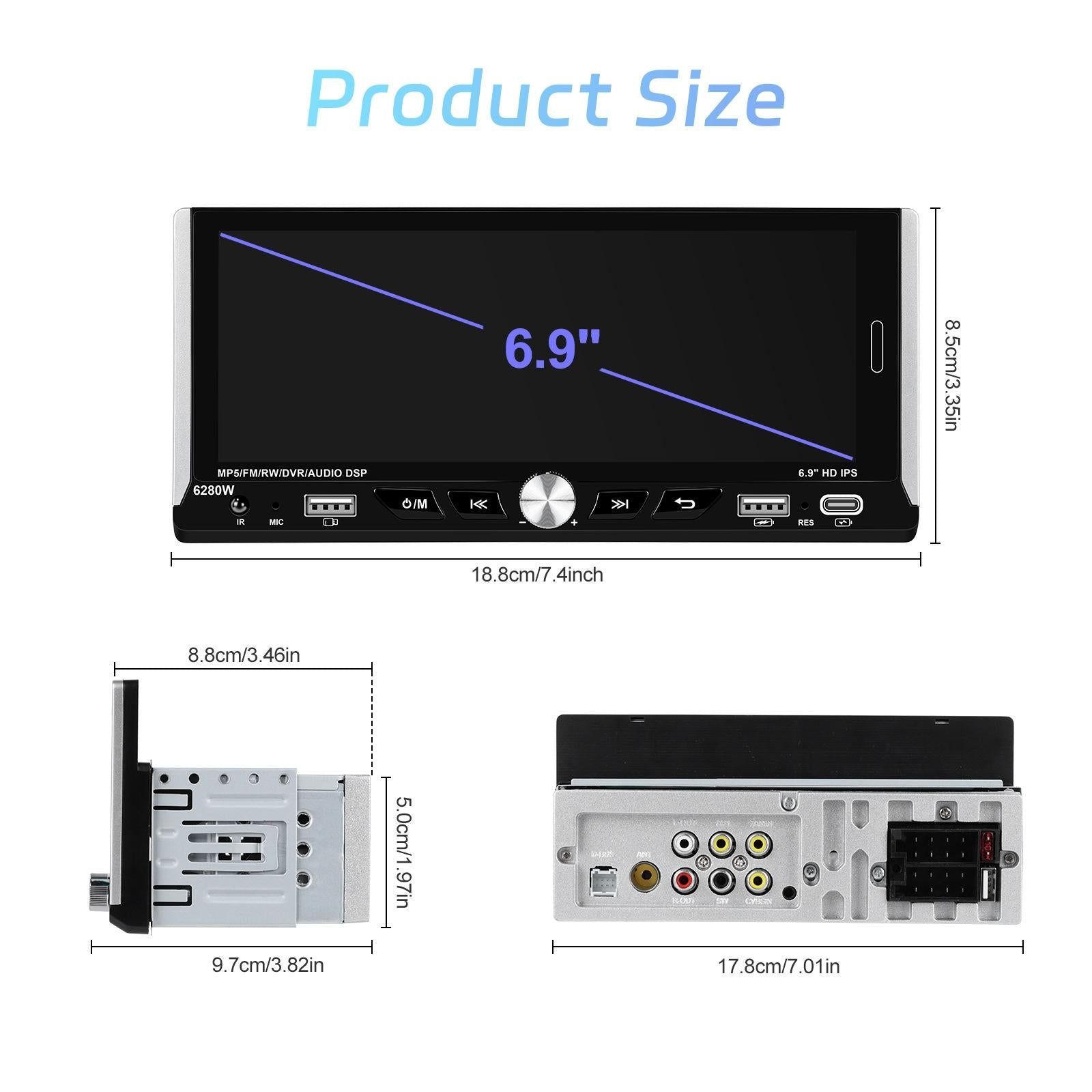 6.9 Inch Car Mp5 Player With Carplay Function & Backup Camera - Standard 9