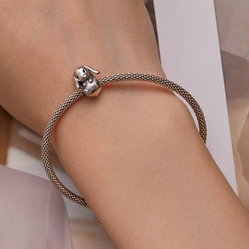 925 Sterling Silver Adorable Lop Rabbit Bracelet 6