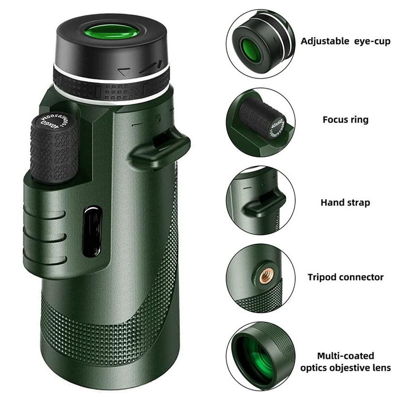 High Power Hd Monocular With Night Vision - 40X60 3