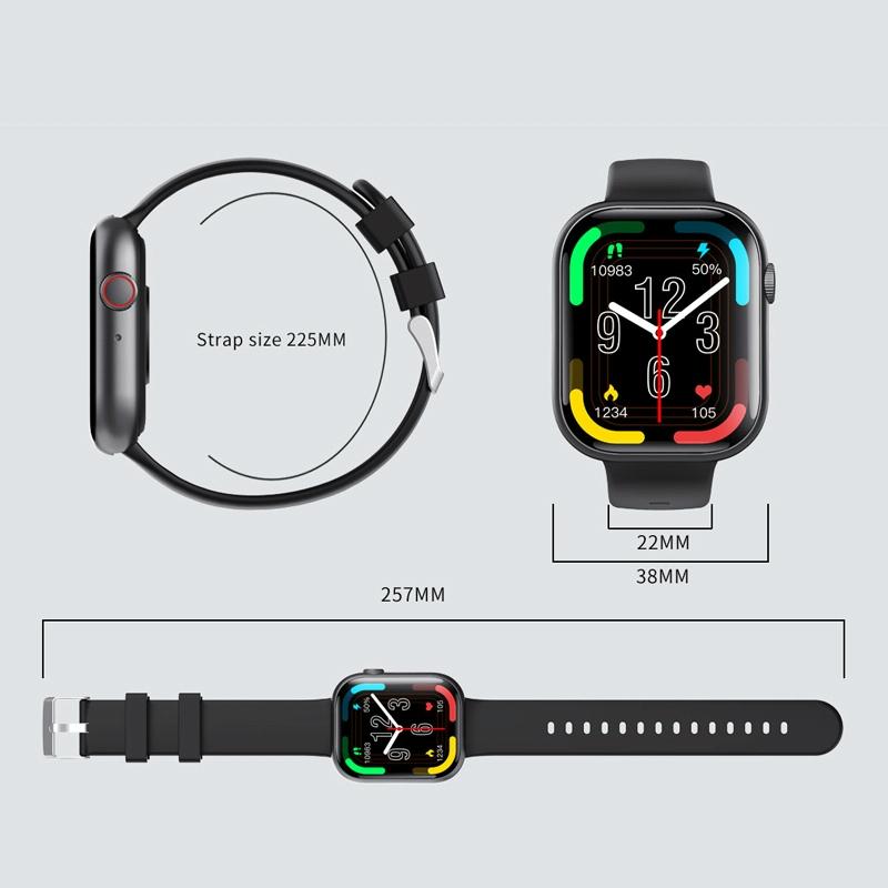 2.1 Inch Screen Smart Watch With Blood Sugar / Blood Oxygen Monitoring / Sos Alarm / 100+ Sports Modes - Black 3-Bead Steel - Black Silicone 3