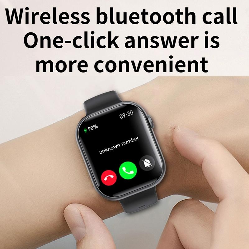 2.1 Inch Screen Smart Watch With Blood Sugar / Blood Oxygen Monitoring / Sos Alarm / 100+ Sports Modes - Black 3-Bead Steel - Black Silicone 10