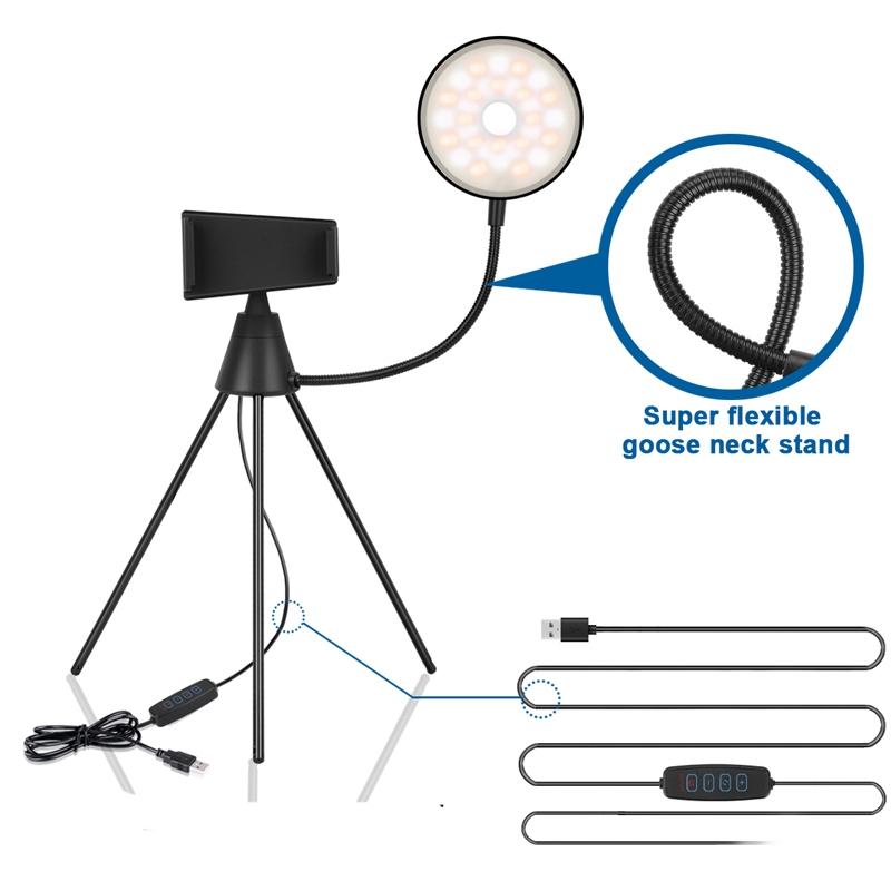 Dimmable Led Ring Light with Phone Tripod Stand 3