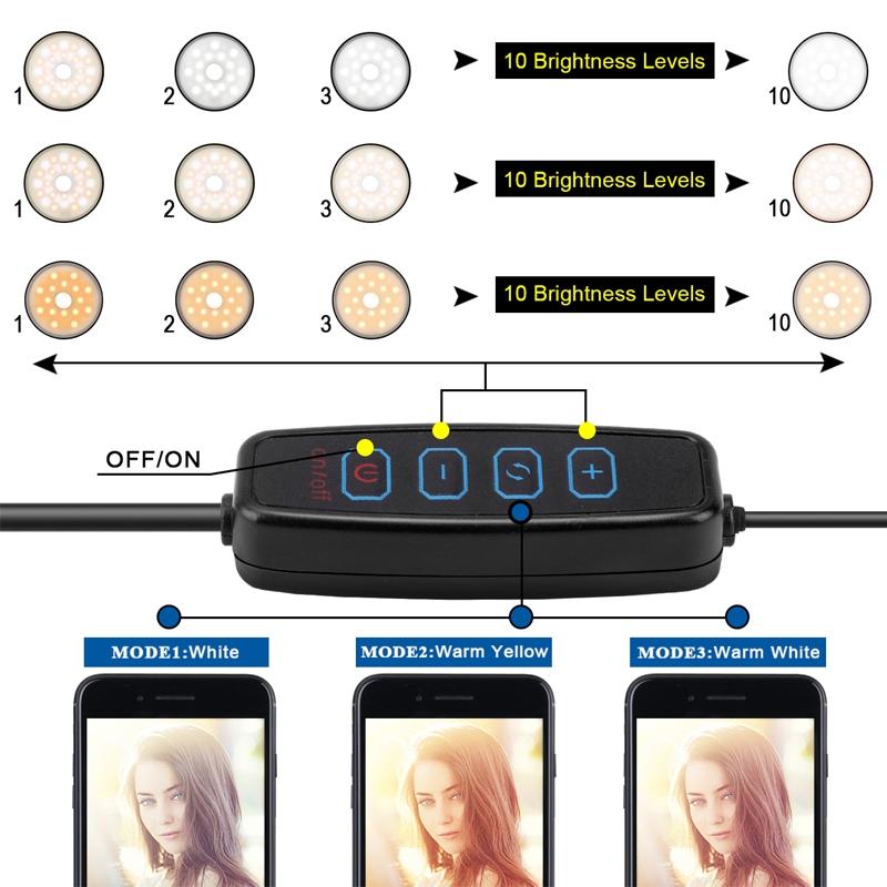 Dimmable Led Ring Light with Phone Tripod Stand 4
