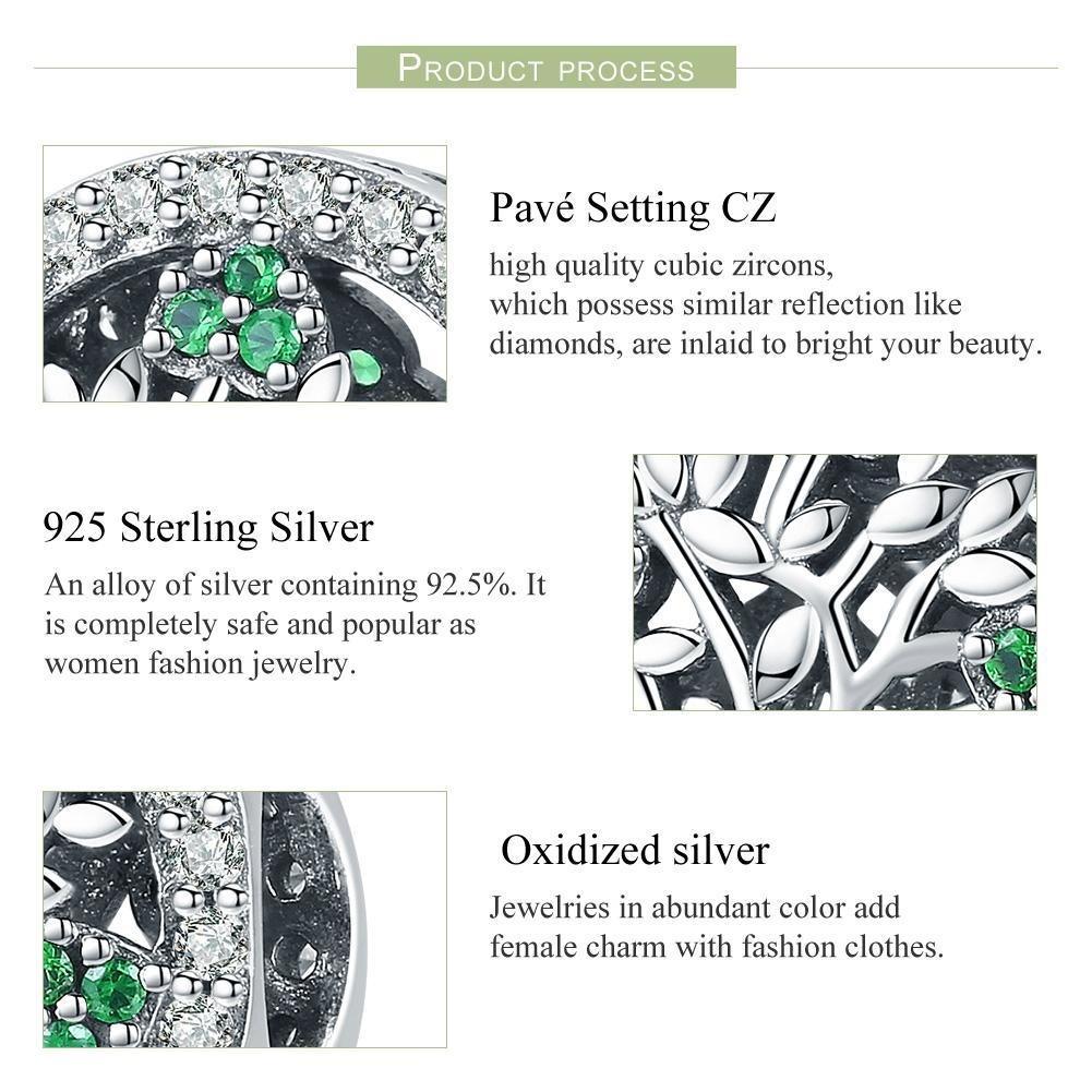 925 Sterling Silver Tree Of Life Diamond Pendant Bead Accessory Style - Bead 5