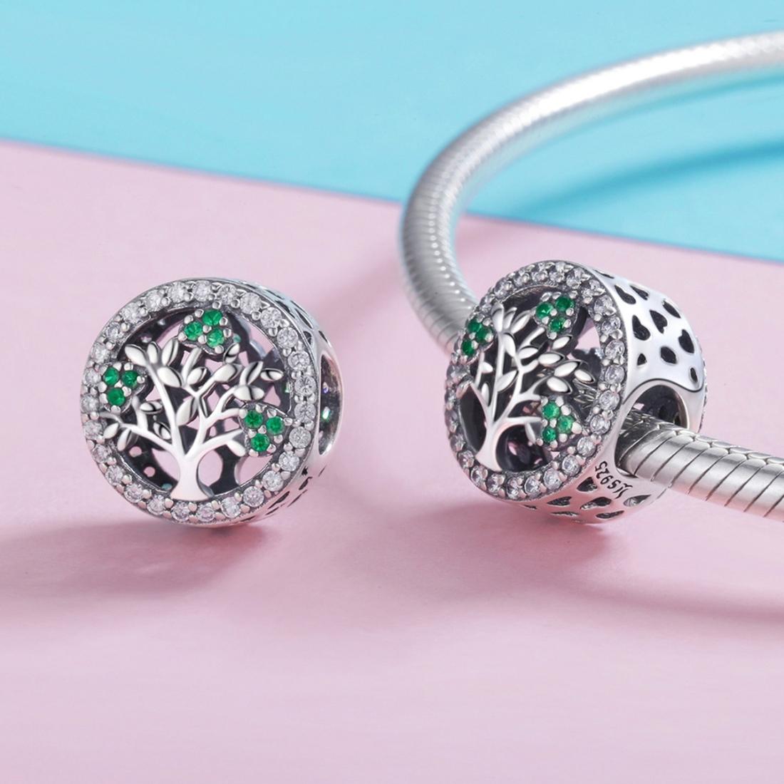 925 Sterling Silver Tree Of Life Diamond Pendant Bead Accessory Style - Bead 6