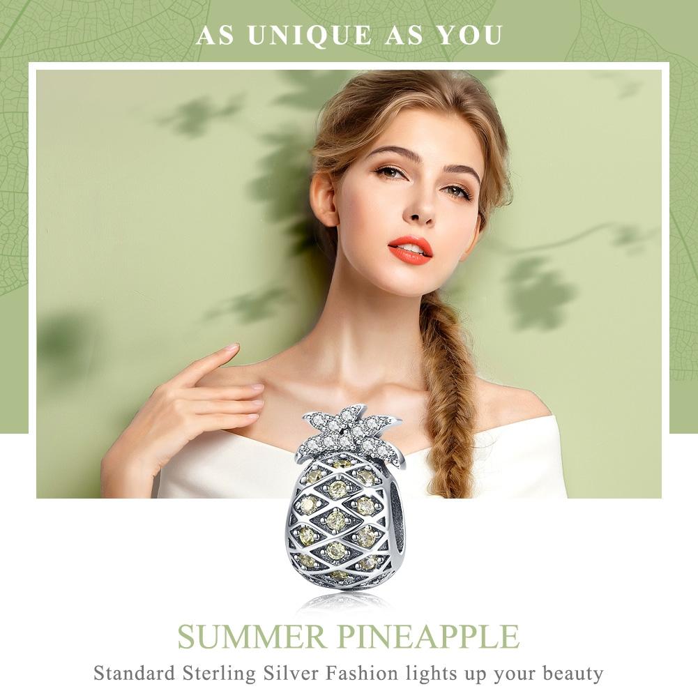 925 Sterling Silver Summer Pineapple Beads For Bracelet Or Necklace Diy Style - Bead 4