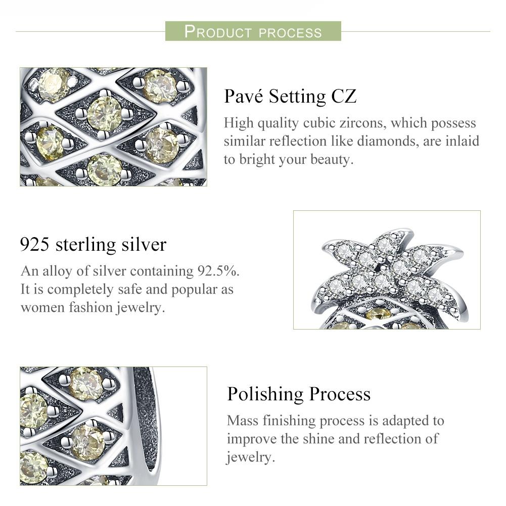 925 Sterling Silver Summer Pineapple Beads For Bracelet Or Necklace Diy Style - Bead 5