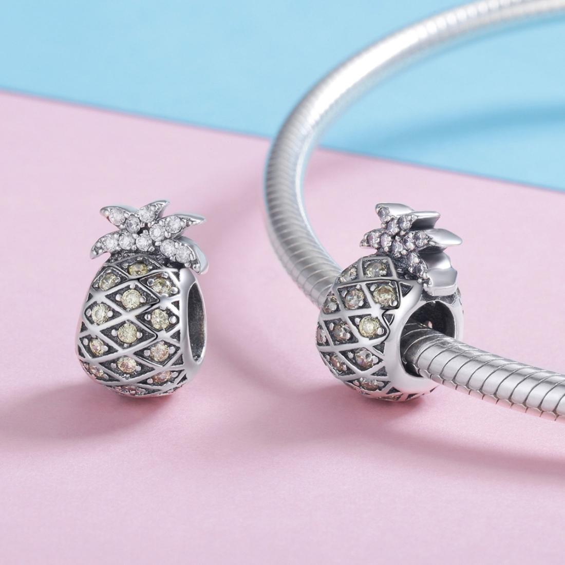 925 Sterling Silver Summer Pineapple Beads For Bracelet Or Necklace Diy Style - Bead 8