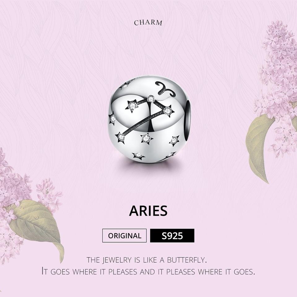 925 Sterling Silver Diy Zodiac Bracelet Beads Constellation Accessories Aries Style - Aries 4