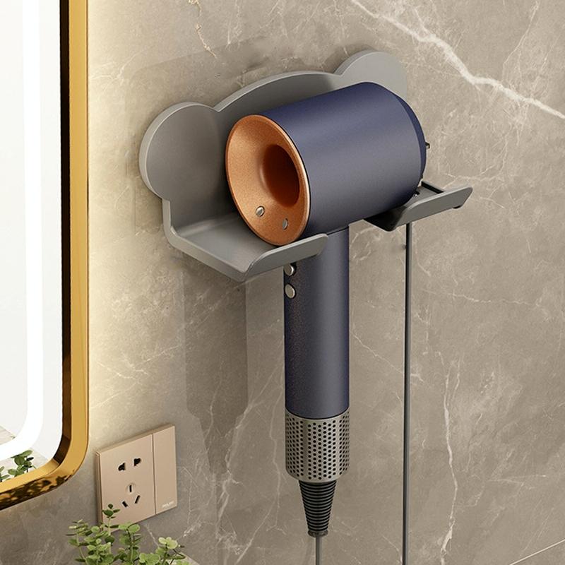 Wall Mounted Holder For Dyson Hair Dryer Bathroom Storage Rack Simple Black - Simple White 11