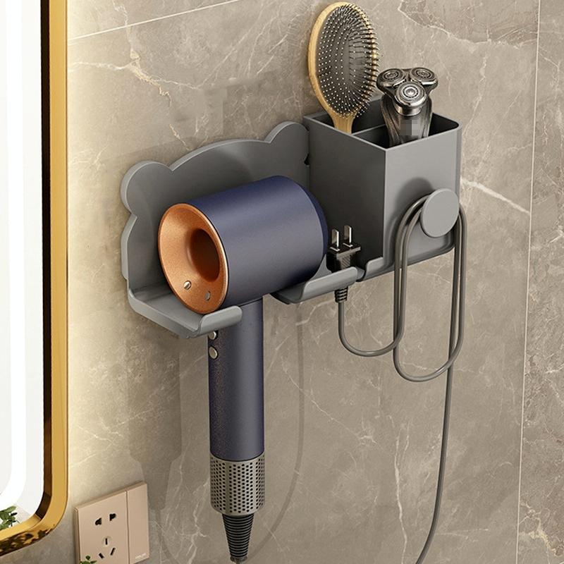 Wall Mounted Holder For Dyson Hair Dryer Bathroom Storage Rack Simple Black - Simple White 15