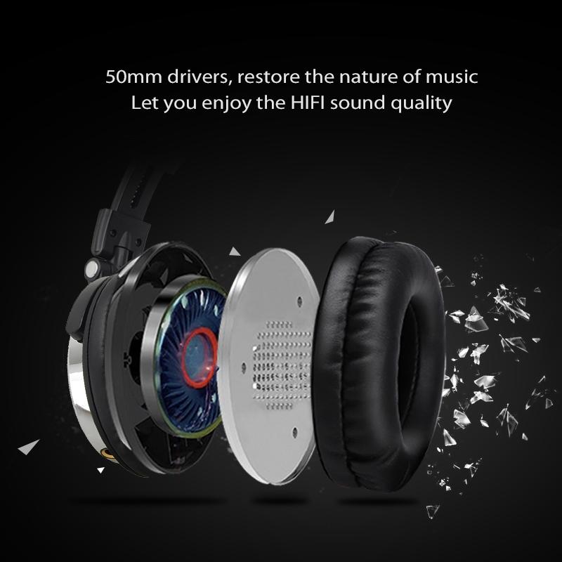 Head-Mounted Wired Headphone With Noise Reduction And Mic Black / Red 6
