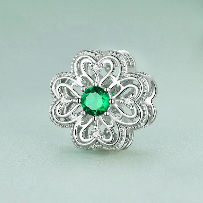 925 Sterling Silver Four Leaf Clover Beaded Bracelet 3