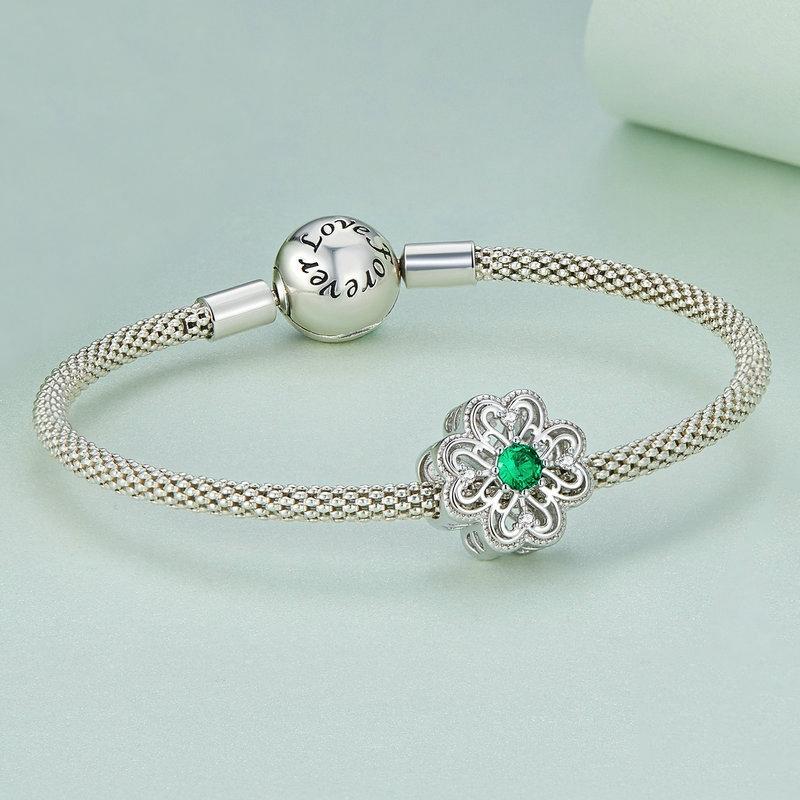 925 Sterling Silver Four Leaf Clover Beaded Bracelet 4