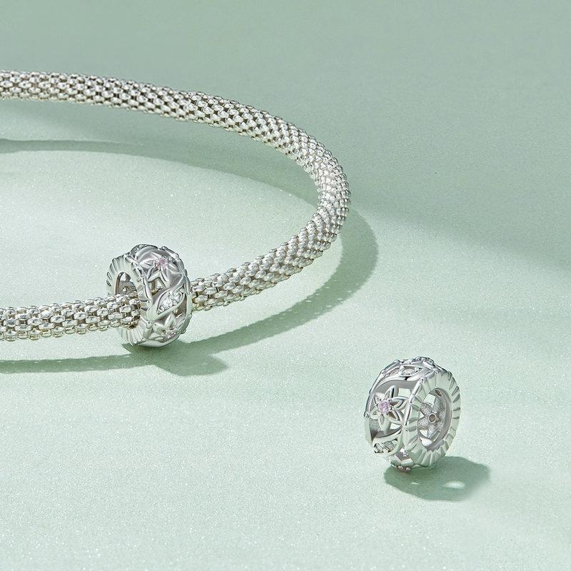 925 Sterling Silver Flower Hollow Pattern Bracelet With Zircon Beads 3
