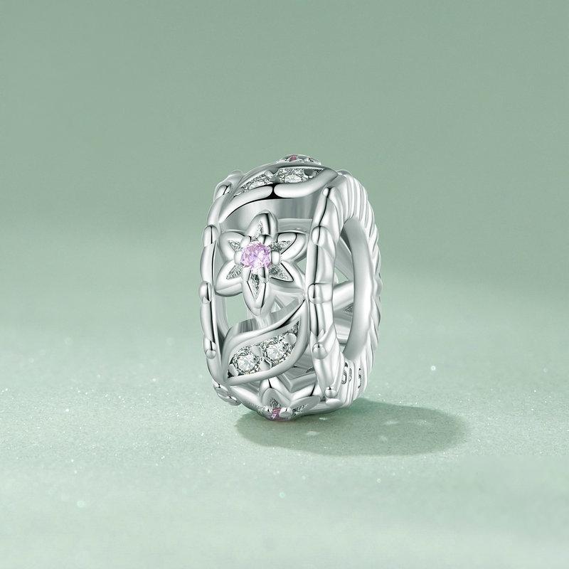 925 Sterling Silver Flower Hollow Pattern Bracelet With Zircon Beads 4