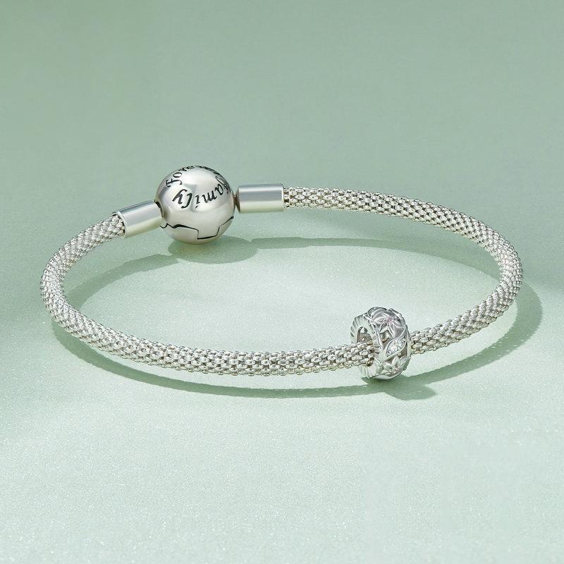 925 Sterling Silver Flower Hollow Pattern Bracelet With Zircon Beads 5