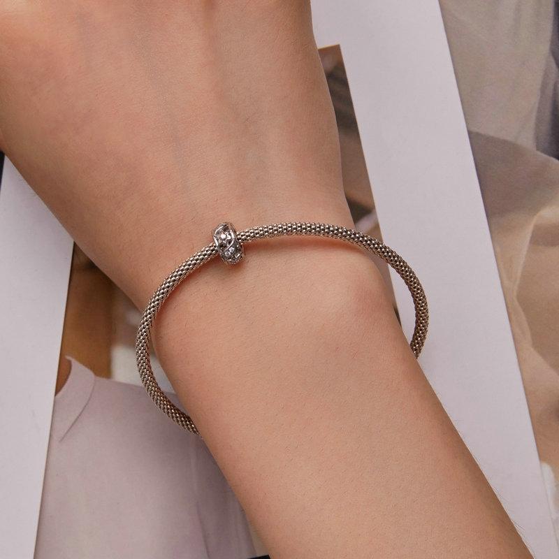 925 Sterling Silver Flower Hollow Pattern Bracelet With Zircon Beads 6