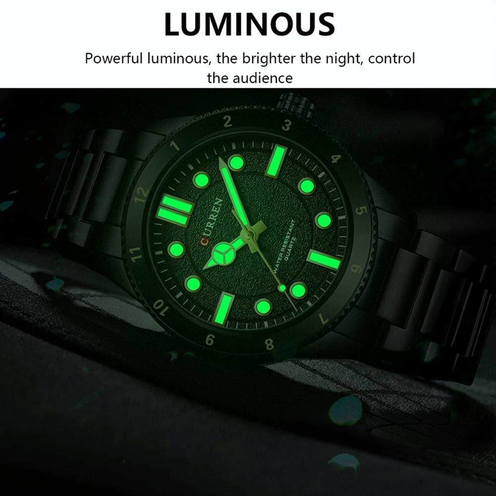 Men Steel Strap Business Quartz Watch - Sporty Design - White Shell Black 6