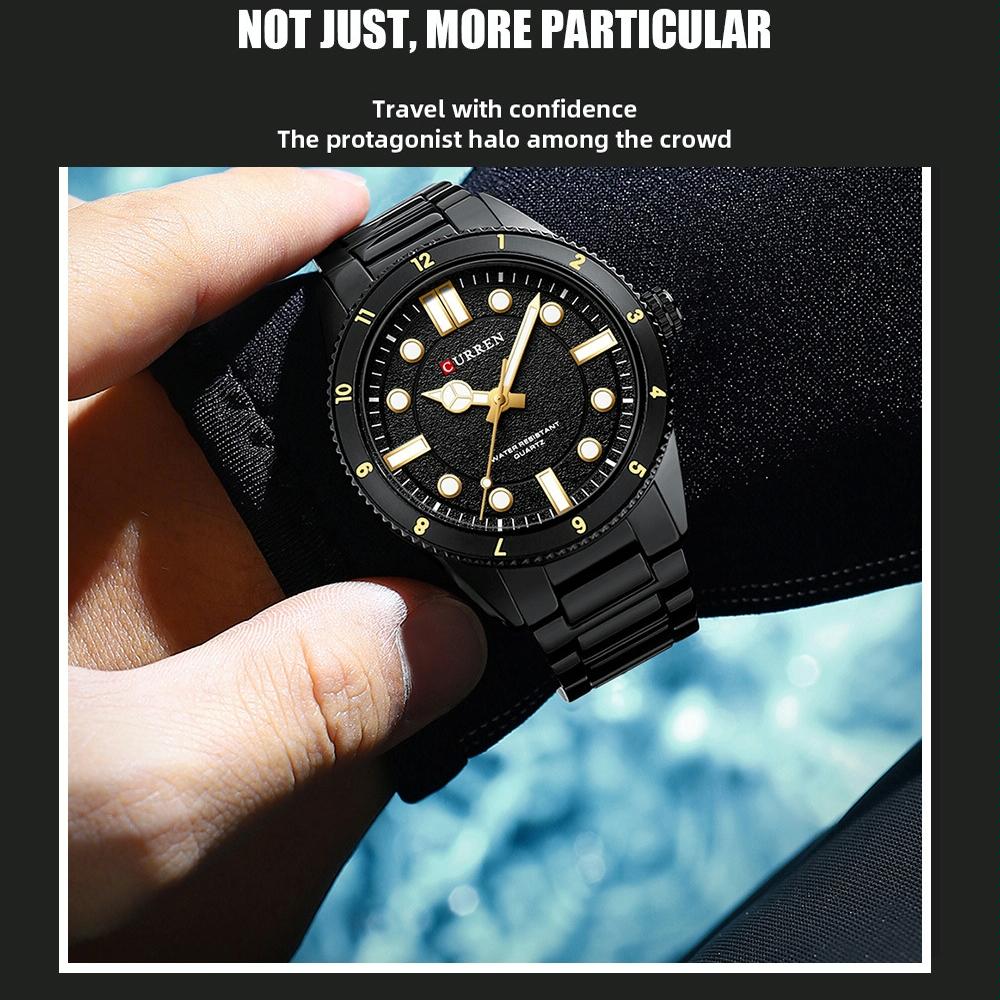 Men Steel Strap Business Quartz Watch - Sporty Design - White Shell Black 7