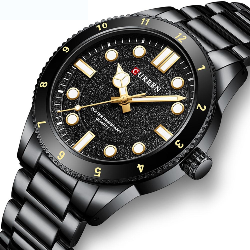 Men Steel Strap Business Quartz Watch - Sporty Design - White Shell Black 15