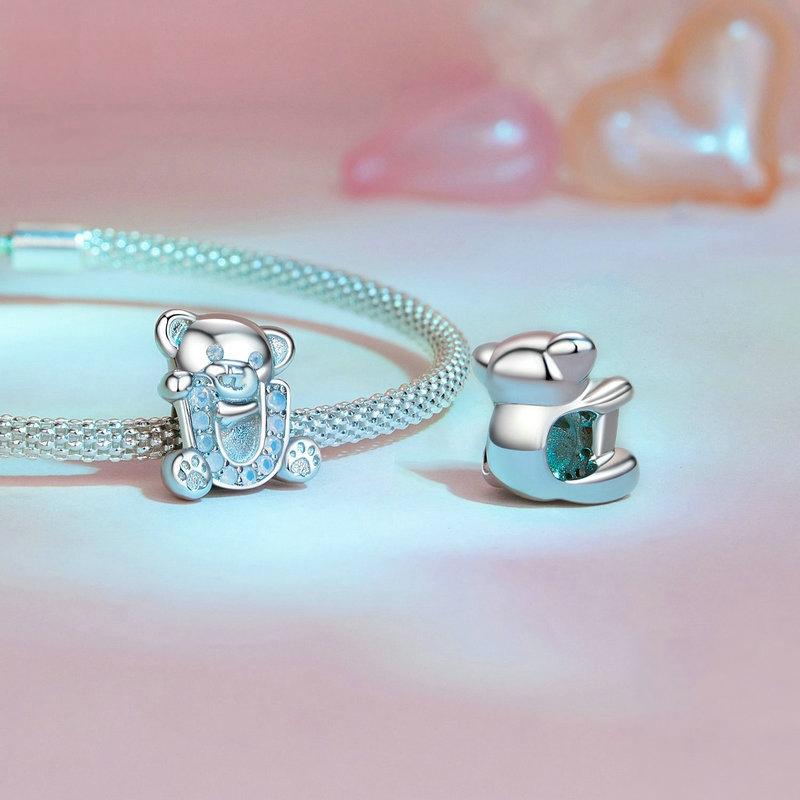 925 Sterling Silver Valentine'S Day Bear Beads 5