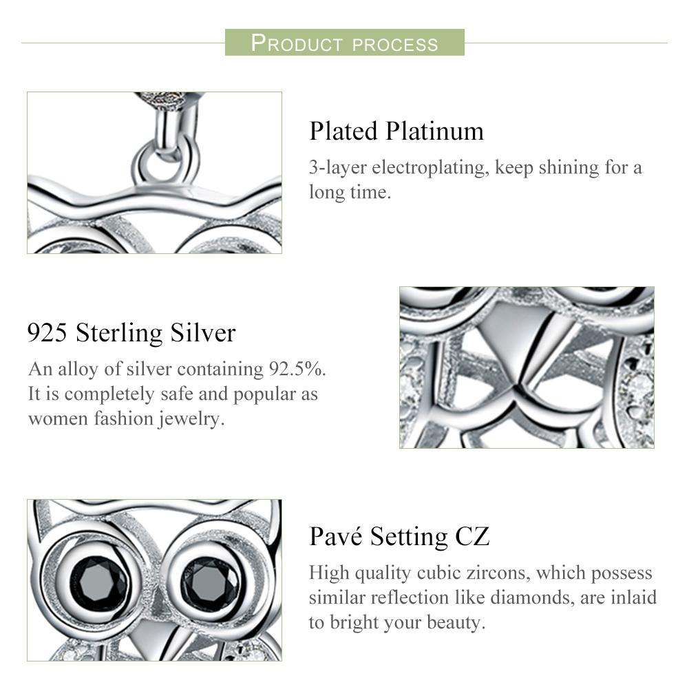 925 Sterling Silver Blue Zircon Owl Pendant For Diy Bracelets Movable Style - Pendant 5