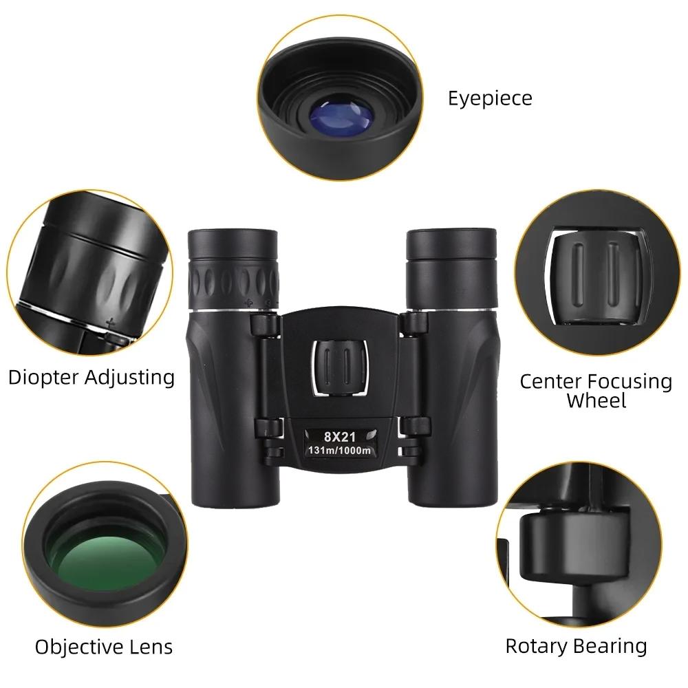High-power Mini Binoculars for Low-light Night Vision 8x21 5