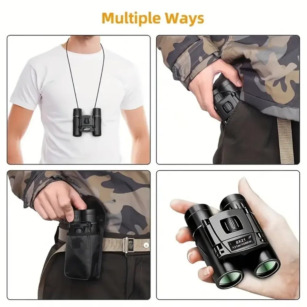 High-power Mini Binoculars for Low-light Night Vision 8x21 8