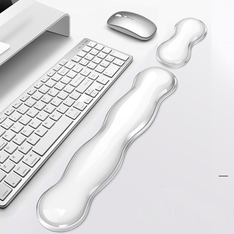 Large Green Silicone Keyboard Wrist Rest & Mouse Pad - Small Transparent 3