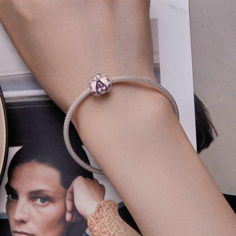 925 Sterling Silver Ladybug Bracelet With Beads 6