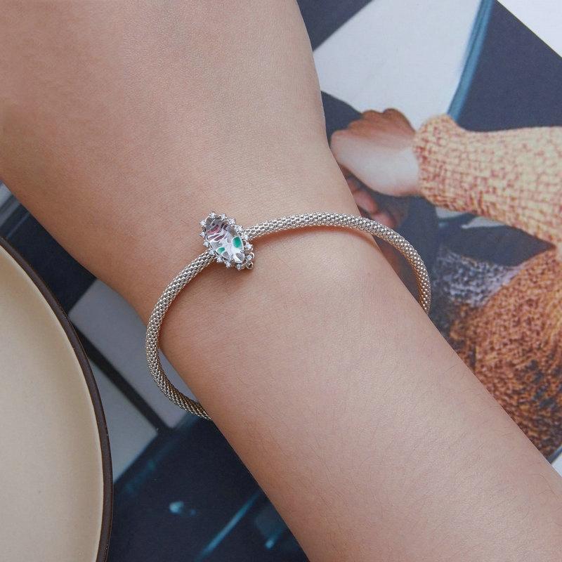 925 Sterling Silver Engraved Zirconia Bracelet 6