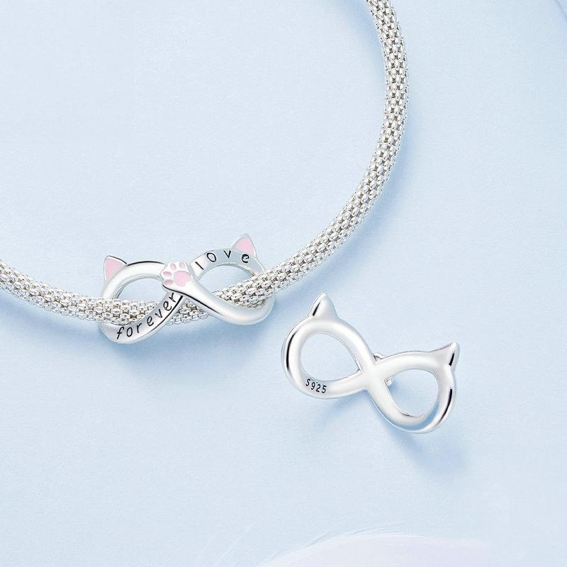 925 Sterling Silver Infinity Cat Bracelet Bsc748 4