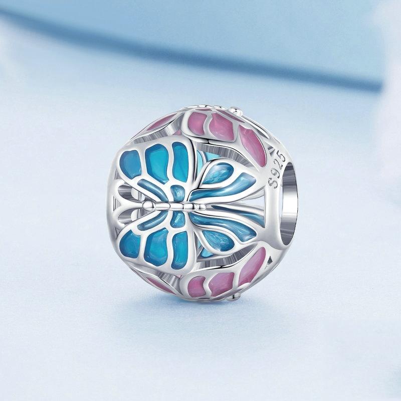 925 Sterling Silver Platinum Plated Butterfly Bracelet In 3