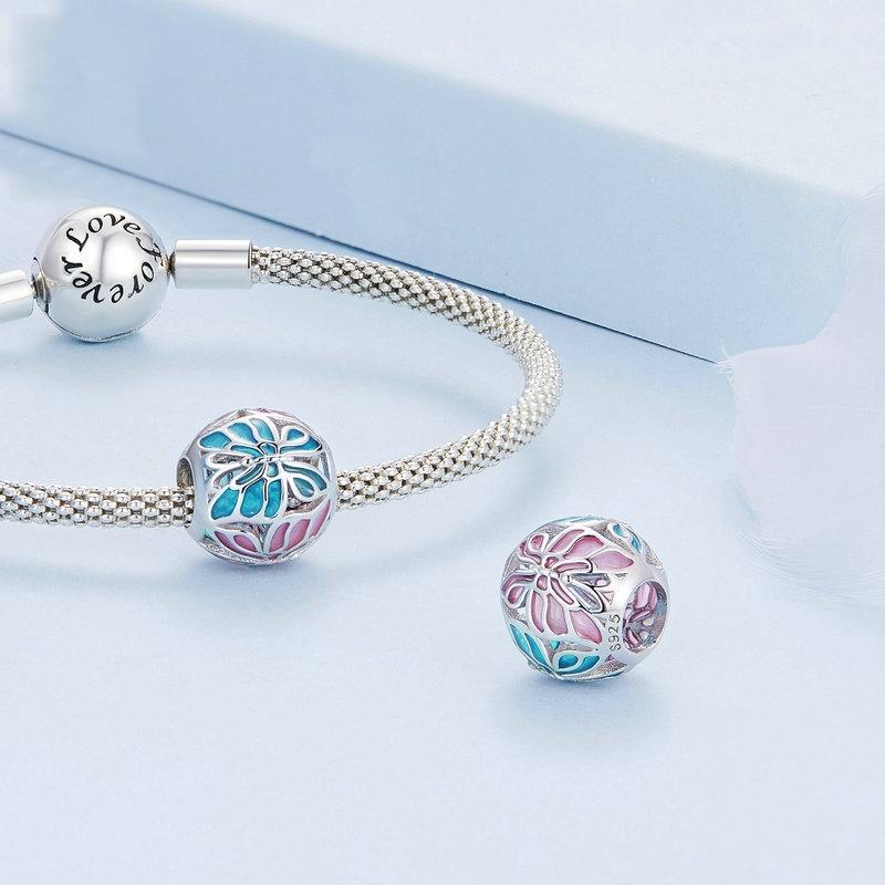 925 Sterling Silver Platinum Plated Butterfly Bracelet In 4